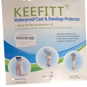 Keefitt Adult Full Leg Waterproof Cast & Bandage Protector New Open Box